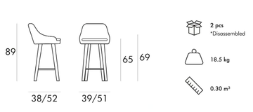PREMIERE BAR OAK - High leather stool with footrest by 5A Design - view 3